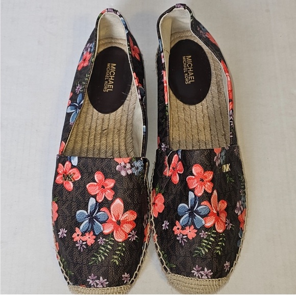 Michael Kors Kendrick Slip On Brown Floral Espadrilles - Picture 1 of 4